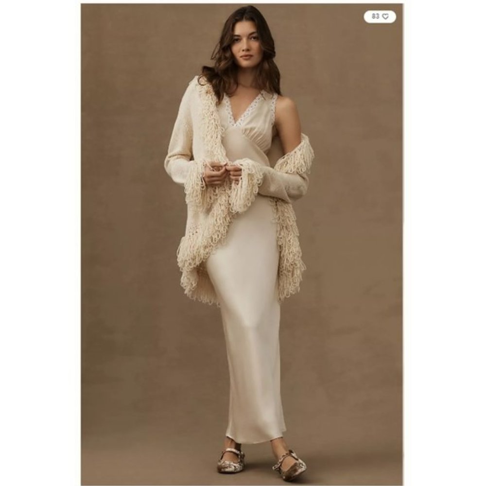 Sunday in Brooklyn x Anthropologie Cream Loopy-Trim Knit Cardigan One Size OS